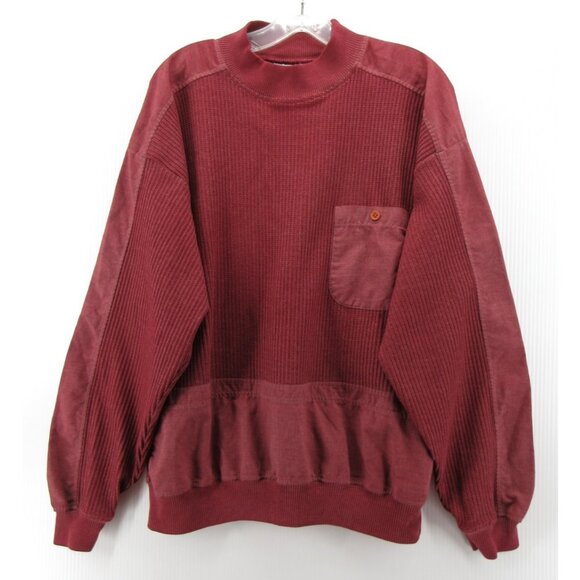 VINTAGE Huk A Poo Sweater Medium Pullover Ribbed Knit 80s Retro Pocket - Picture 1 of 10